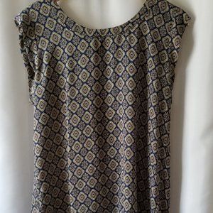 Pleione Navy, Cream, & Red Short Sleeve Blouse